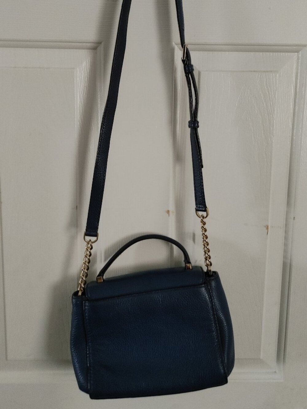 Kate Spade New York Top-Handle Crossbody Shoulder Tote Bag Navy Blue Pebbled